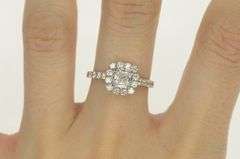 14K White Gold 1.81 Ctw Cushion Diamond Halo Engagement Ring