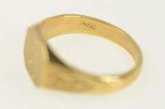 14K Yellow Gold L Cursive Letter Initial Monogram Ornate Ring