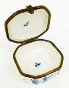 Vintage Handpainted Faience Porcelain Trinket Box