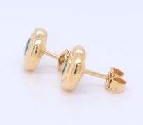 Charming 18kt Bezel Set Emerald Stud Earrings