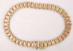 Unique Fancy Link Bracelet in 14K Two Tone Gold