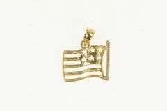 10K Yellow Gold America Flag Stars Patriot July 4th Charm/Pendant