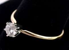 Dazzling Solitaire Diamond Ring In 14K Yellow Gold