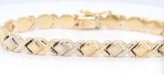Handsome Yellow Gold Textured and High Polished XO Bracelet