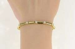 14K Yellow Gold 2.60 Ctw Round Diamond Bar Link Statement Bracelet