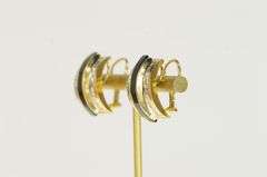 14K Yellow Gold Black Onyx Inlay Diamond Ornate Statement Earrings