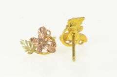12K Yellow Gold Two Tone Black Hills Gold Leaf Vintage Stud Earrings