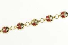14K Yellow Gold Puffy Enamel Lady Bug Good Luck Bracelet