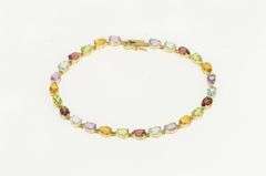 14K Yellow Gold Amethyst Topaz Citrine Garnet Peridot Bracelet