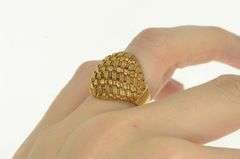 18K Yellow Gold Ornate Woven Domed Braid Vintage Statement Ring