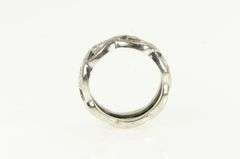 14K White Gold Art Deco 8.8mm Diamond Ornate Band Ring