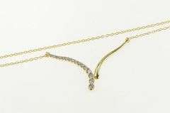 14K Yellow Gold 0.25 Ctw Diamond Graduated Wave Chevron Necklace