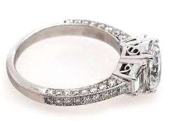 2.42ctw Oval Trapezoid and Round Diamond Three Stone Straight Engagement Ring in 18K