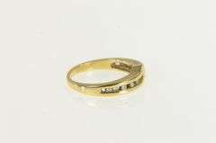 14K Yellow Gold Diamond Chevron Contour Wedding Band Ring