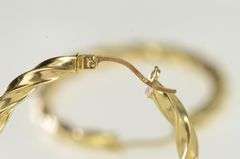 10K Yellow Gold 30.5mm Twist Design Vintage Statement Hoop Earrings