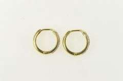 14K Yellow Gold 15.2mm Round Diamond Huggies Hoop Earrings