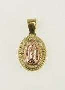 14K Yellow Gold Virgin Mother Mary Jesus Christ CZ Halo Charm/Pendant