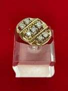 CERTIFIED MENS 14K YELLOW GOLD AND DIAMOND RING