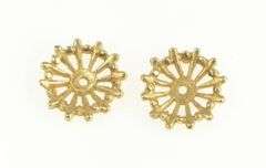 14K Yellow Gold Vintage Sun Wheel Stud Enhancer Earring Jackets