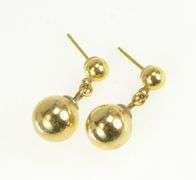 14K Yellow Gold 9.7mm Ball Dangle Classic Vintage Earrings