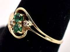 Adorable Emerald and Diamond Ring in Yellow Gold