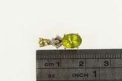 10K Yellow Gold Oval Peridot Diamond Cluster Accent Simple Pendant