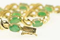 14K Yellow Gold Natural Emerald X Criss Cross Link Bracelet