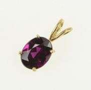 14K Yellow Gold Oval Purple Tourmaline Solitaire Simple Pendant