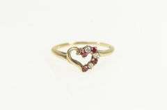 10K Yellow Gold Simulated Ruby CZ Heart Ring