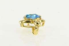 14K Yellow Gold Heart Blue Topaz Ornate Enhancer Bail Pendant