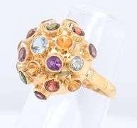 Stunning 18kt Yellow Gold Multi Stone Sputnik Style Ring