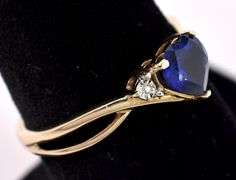 Adventurous Synthetic Blue Sapphire and Diamond Ring In Yellow Gold