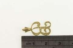14K Yellow Gold B Cursive Initial Monogram Name Letter Charm/Pendant