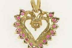 10K Yellow Gold Ruby Diamond Heart Love Symbol Classic Pendant
