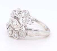 Antique White Gold Fan Diamond Ring