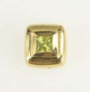 14K Yellow Gold Square Peridot Bezel Inset Geometric Slide Pendant