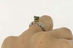 14K White Gold Trillion Green Tourmaline Diamond Engagement Ring