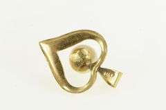 14K Yellow Gold Pearl Vintage Classic Heart Love Symbol Pendant