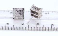 Stunning White Gold Black and Diamond Cube Earrings