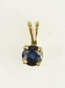 14K Yellow Gold Round Sapphire September Birthstone Simple Pendant