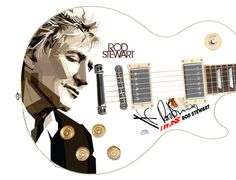 Rod Stewart Autographed 1/1 Custom Graphics Guitar ACOA