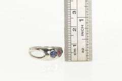 14K White Gold Natural Sapphire Ruby Modernist Statement Ring