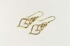 10K Yellow Gold Diamond Layered Twist Spiral Statement Earrings