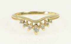 14K Yellow Gold Curved Contour Cubic Zirconia Wedding Band Ring