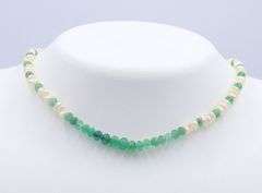 Pearl and Emerald Beaded Necklace