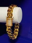 Huge Yellow 18 Kt Gold Plate Cuban Curb Link Bracelet