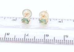 Elegant Yellow Gold oval Emerald Stud Earrings