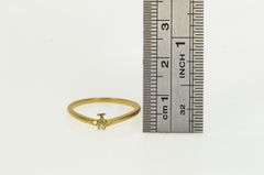 14K Yellow Gold Diamond Inset Retro Simple Wedding Band Ring