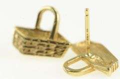 14K Yellow Gold Longaberger Picnic Basket Stud Earrings