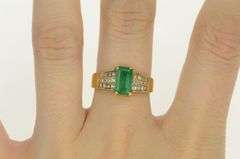 18K Yellow Gold 2.76 Ctw Natural Emerald Diamond Statement Ring